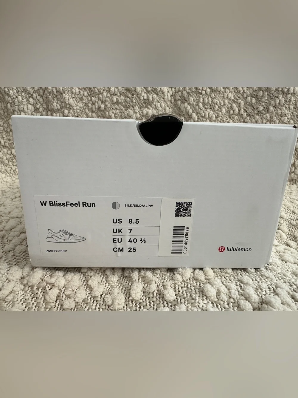 Lululemon BlissFeel Run Women's Grey/White Running Shoe, with box, size 8.5